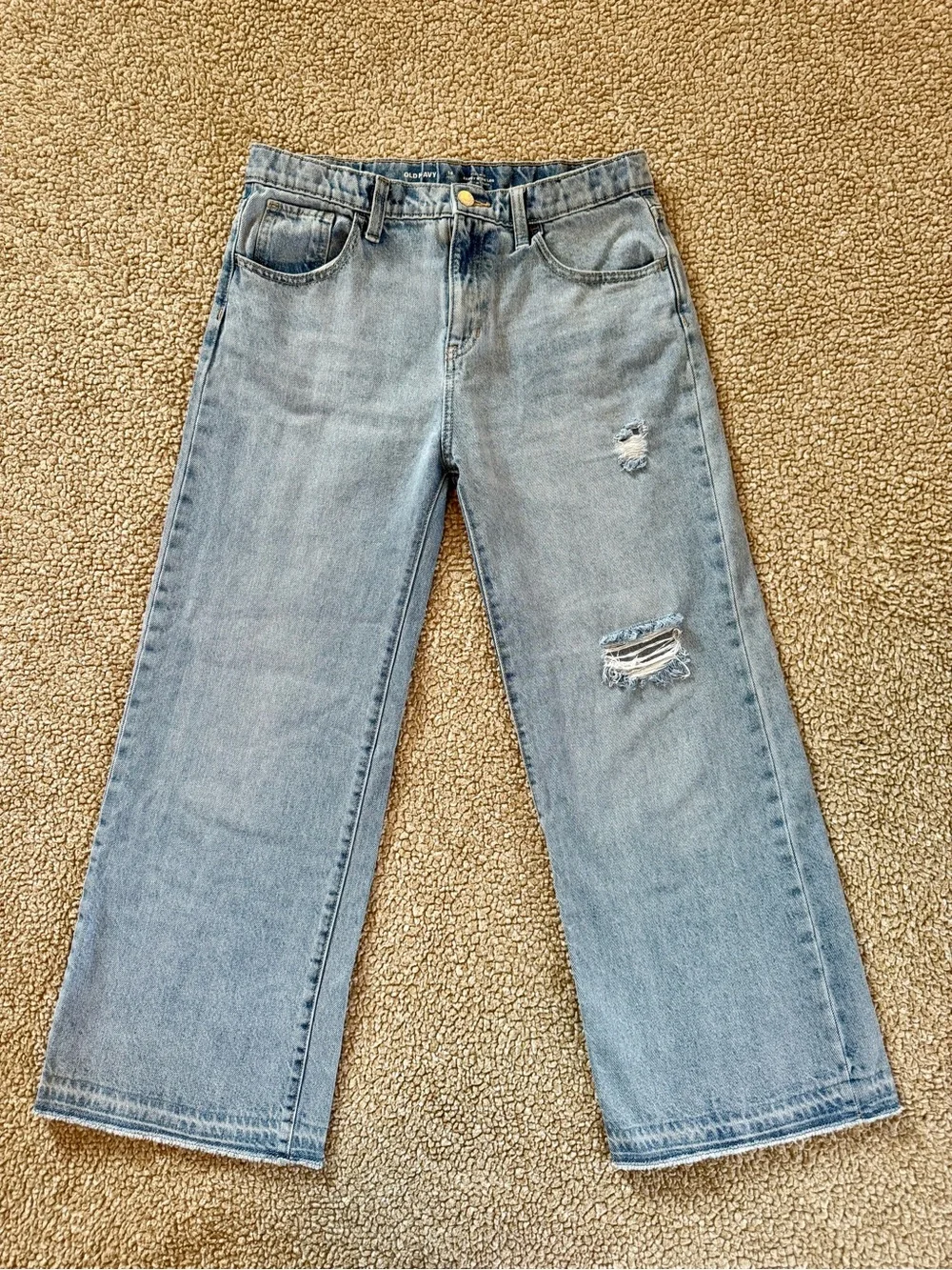 Old Navy Girls Size 14 Plus High Rise Baggy Wide Leg Distressed Jeans
